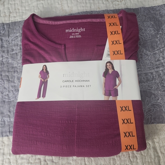 BNWT Carole Hochman US XXL Pink Magenta 3 Piece Crepe Knit PJ Set Comfy Chic - Picture 10 of 11